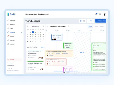 Pudidi - Schedule Project Dashboard calendar calendar app calendar design calendar ui dashboard dashboard ui gantt gantt chart kanban management app project management saas schedule task task list task management tasks ui