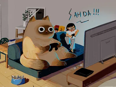 Work from home illustration poster