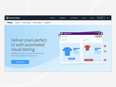 Visual Testing With Percy 2d automation browsers browserstack bug code design developer illustration mobile pixel product screenshots testing ui visual web website