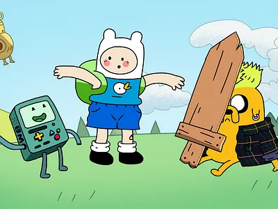hahaha who is that adorable adventure time bmo cartoon cute digital art fan art fanart finn mertens finn the human friends friendship illustration jake the dog wholesome