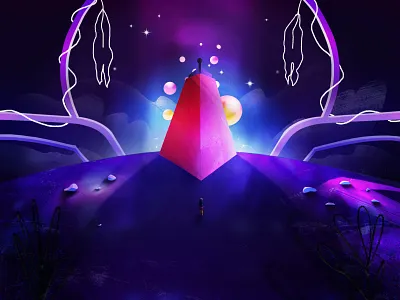 Temple architecture design flower illustration planet stone temple