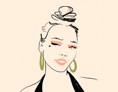 Brush pen portrait adobe fresco artwork beauty beauty product brush pen digitalart earrings editorial art fashion illustration female freelance illustrator make up portrait painting stroke illustration woman illustration