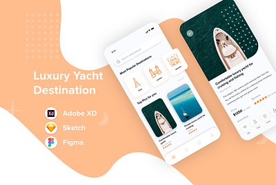 Luxury Yacht Mobile App UI Design adobe xd app app design art creative design designer graphic design illustration inspiration mobile app mobile design mobile ui mobile ui kit mobile uiux ui uiux uiuxdesign uiuxdesigner uxdesign