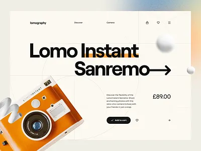 Lomography 📸 camera clean grid grid system guideline hero header illustration minimal navigation price product product page typography ui ui design ux ux design web