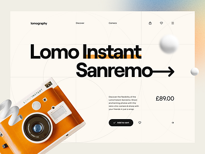 Lomography 📸 camera clean grid grid system guideline hero header illustration minimal navigation price product product page typography ui ui design ux ux design web