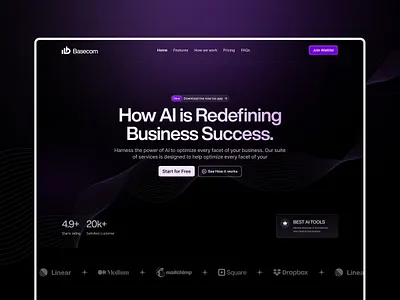 AI-Powered SaaS Landing Page ai ai landing page ai powered landing page product design redesign saas saas app ui web design website