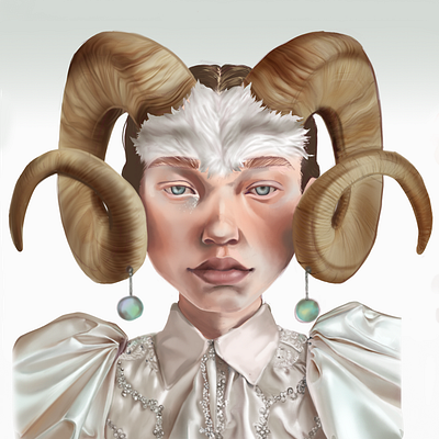 Cattle girl character design digital art illustration people portrait