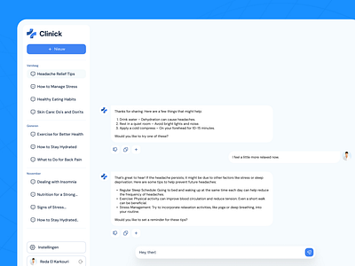 Clinick – AI-Powered Healthcare Chatbot ai chatbot chatbot design saas saas product ui ux uxui web