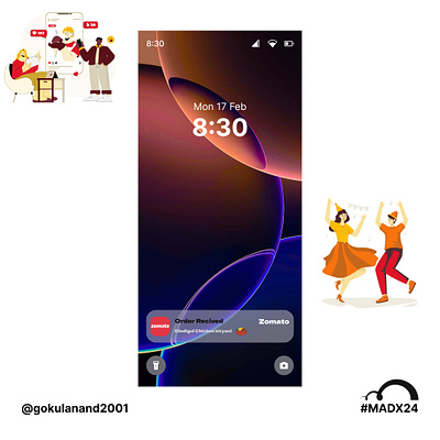 Zomato lock screen notification animation appdesign food delivery interaction design ui ui design zomato