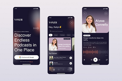 🎧 VOXER – Podcast Mobile App Design app design app ui audio audio book audio player design live streaming mobile app mobile app design music app music player playlist podcast podcast app podcast art podcast mobile app podcast ui podcasting streaming streaming app