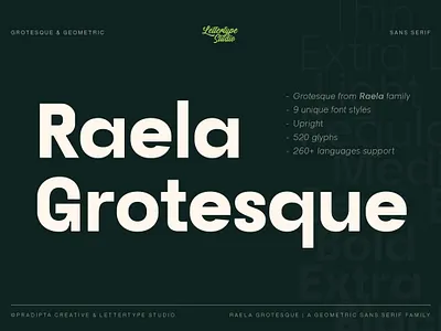 100% FREE | Raela Grotesque a Geometric Sans Serif Family fonts for creative projects