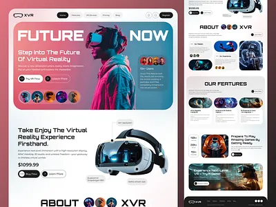 Virtual Reality Website Design Concept 💻 apple vision pro ar augmented realty company graphic design home page illustration landing page product design tech technology ui ux virtual reality vr web platform webdesign website