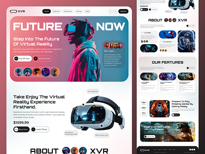 Virtual Reality Website Design Concept 💻 apple vision pro ar augmented realty company graphic design home page illustration landing page product design tech technology ui ux virtual reality vr web platform webdesign website