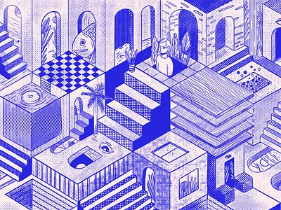 Escher Inspired art design illustration