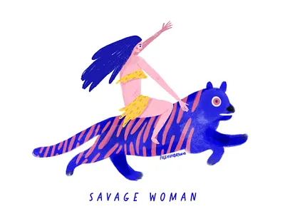 Savage Woman character design illustration