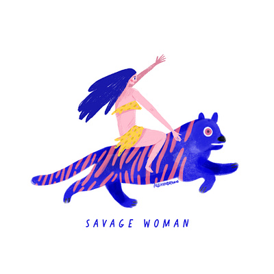 Savage Woman character design illustration