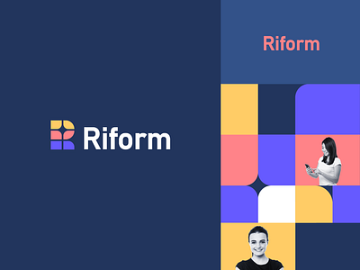 Riform abstract app branding clever data flat geometry icon identity logo mark minimal pattern tech ui web