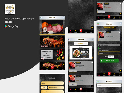 MEAT GEAT FOOD APP DESING adsum adsumoriginator app cocncept app design app development app interface app logo app ui app ui design app uiux concept food app food app design food logo food packaging design originator ui uiux user experience design user interface design