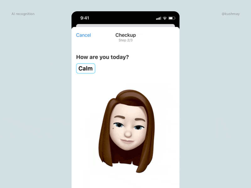 Emotions AI angry animation calm emotion happy health health app ios ios app memoji microinteraction tired