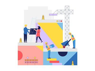 L&K Beratung Hero Illustration agency branding clean construction design homepage illustration industry lineart people illustration recruitment vector web website