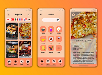 food recipe app design figma food app iphone logo recipe ui ux