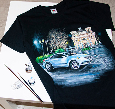 hand-painted T-shirt, customization, drawing with photo apparel design fashion hand painted handmade painting style