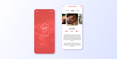 Mobile App - "Chef's Recipes" app design graphic design icon illustrator logo ui ux web website