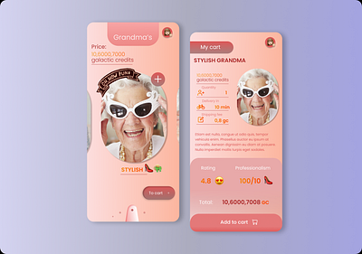 Grandma delivery app app design gradient grandma illustration minimal ui