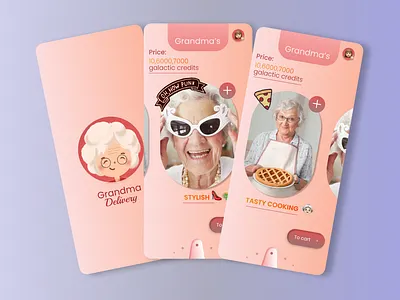 Grandma delivery app app design dreams gradient grandma grandmother illustration logo minimal ui ui ux uidesign ux ux design