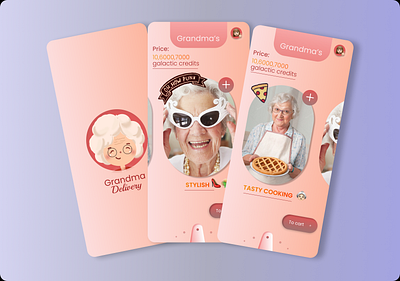 Grandma delivery app app design dreams gradient grandma grandmother illustration logo minimal ui ui ux uidesign ux ux design