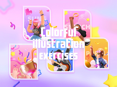 Colorful illustration exercises illustrations ui