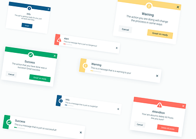 Alerts and toasts design concept alert alerts clean dashboard design interface popup toast ui ux