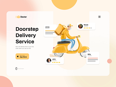 Landing page for Delivery app app colorful colors delivery delivery app design landing landing page design landingpage minimalistic noxtton web design