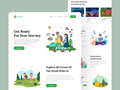 TRAVELLO - LANDING PAGE 2021trend adventure best design clean explore homepage illustration landing page simple travel travel app travel blog travel guide traveling trip trip planner vacations web design website