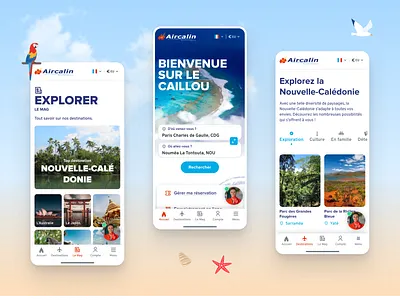 Aircalin • UI mobile design aircalin airline airplane artistic direction branding design figma figmadesign icon illustration mobile mobile design mobile ui ui ux web webdesign