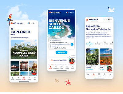 Aircalin • UI mobile design aircalin airline airplane artistic direction branding design figma figmadesign icon illustration mobile mobile design mobile ui ui ux web webdesign