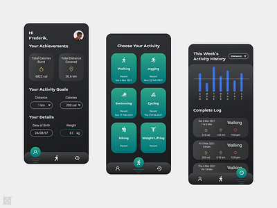 Fitness App UI design app design figma fitness fitness app minimal ui