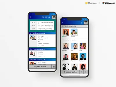 Clubhouse ft. Windows 95 clubhouse design mobile app retro social network ui ui design windows 95
