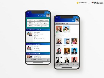 Clubhouse ft. Windows 95 clubhouse design mobile app retro social network ui ui design windows 95