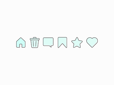 #DailyUI #055 - Icon Set 055 app bookmark daily ui design favorite heart home icon icon set illustration illustrator message mobile trash ui ux vector