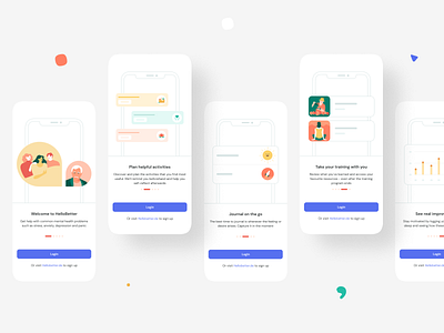 Hellobetter onboarding exploration activity plan app create account design healthcare hellobetter illustration ios journal login sign in mental mentalhealth neel onboarding prakhar sharma sign up ui ux vector