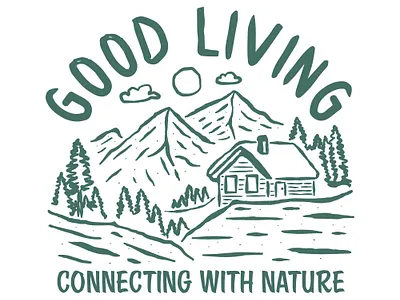 good living illustration art branding campfire camping logo design forest hiking illustration illustrator nature nature art nature logo