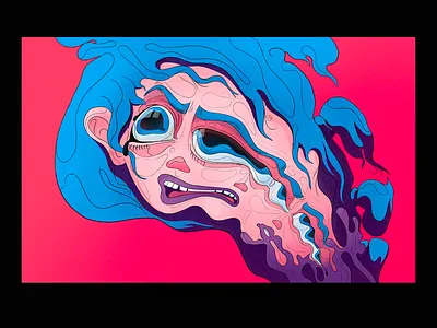 Multiply character design dynamic expressive face girl graphic illustration toxic weird