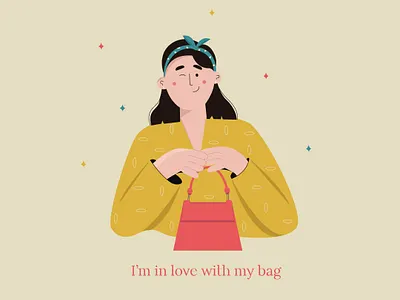 In love with this bag 2d illustration brand design brand identity brand illustration bright colors digital illustrator flat illustrator girl illustration illustration illustration art minimal minimal art minimalist