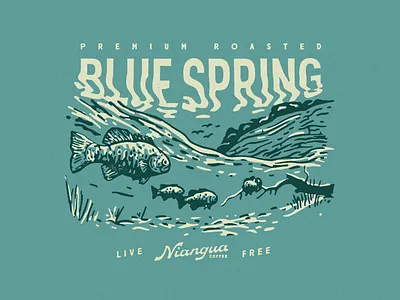 Blue Spring Tee 2 color brand coffee fish fishing fishing tee illustration tee design tee shirt