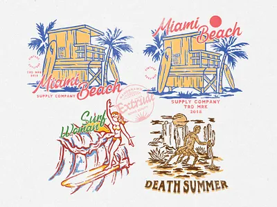 Wave and Summer adventure aloha apparel design apparel logo apparel mockup design pattern hawaii illustration logo surf surf design surface design surface pattern design surfing vector vintage design vintage logo