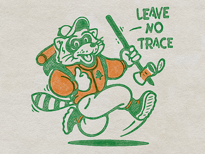 Leave No Trace animal backpacking camping character design good vibes hiking illustration leave no trace mascot nature nomad outdoors raccon retro screenprint vintage