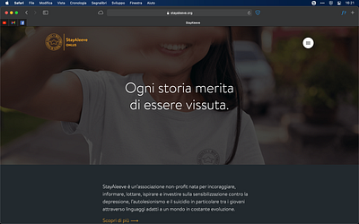 StayAleeve dark homepage dark mode design nonprofit ui website