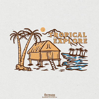 Tropical Explore adventure apparel design apparel logo apparel mockup design design art explore handdraw hawaii illustration vintage design vintage logo
