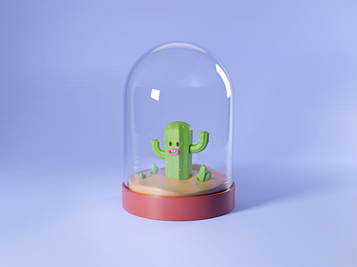 Cactus b3d blender blendercycles bottle cycle glass green grow life light natural plant render smile